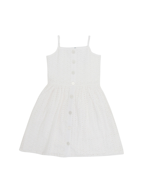 

Pantaloons Junior Girls Off-White Self Design Fit and Flare Dress