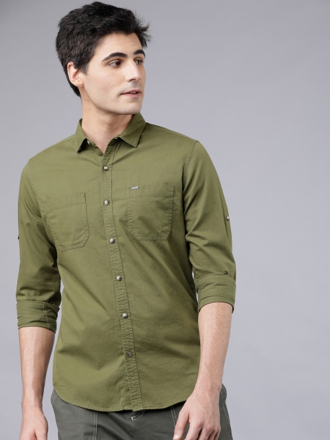 

Ecko Unltd Men Green Slim Fit Solid Casual Shirt