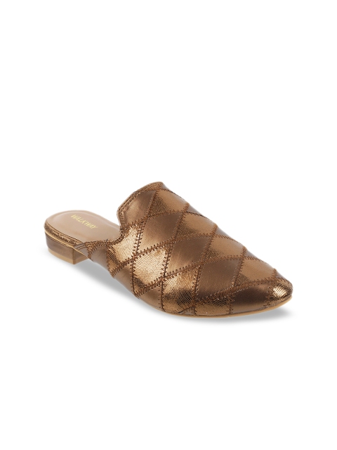 

WALKWAY Women Bronze-Toned Solid Heeled Mules