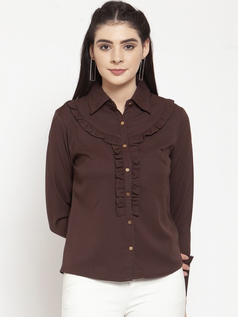 

armure Women Brown Regular Fit Solid Casual Shirt