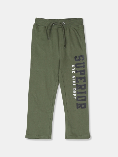 

Cherokee Boys Olive-Green Solid Side Panel Knit Track Pant