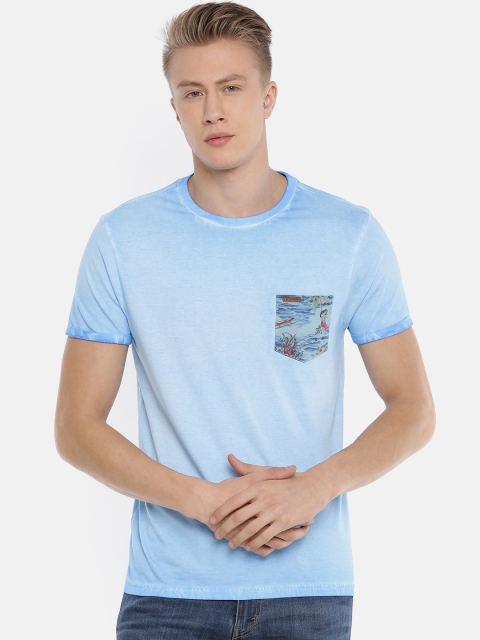 

Steenbok Men Blue Solid Round Neck T-shirt