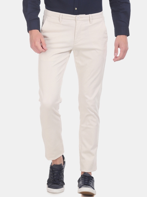 

Ruggers Men Beige Tapered Fit Solid Regular Trousers