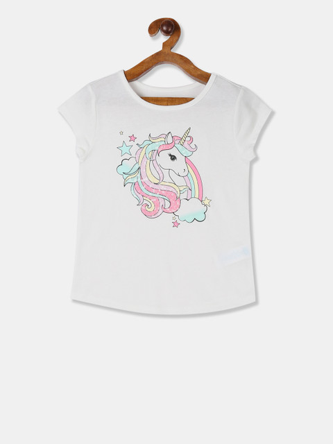 

The Childrens Place Girls White Printed Round Neck T-shirt