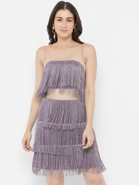 

bebe Women Purple Embellished Sheath Dress
