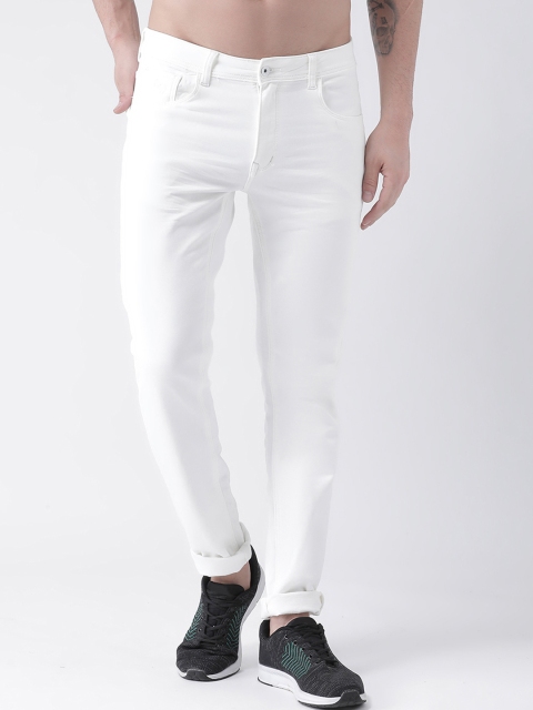 

Rex Straut Jeans Men White Tapered Fit Mid-Rise Clean Look Stretchable Jeans