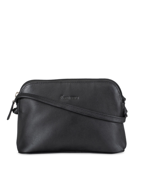 

MAI SOLI Women Black Solid Leather Sling Bag