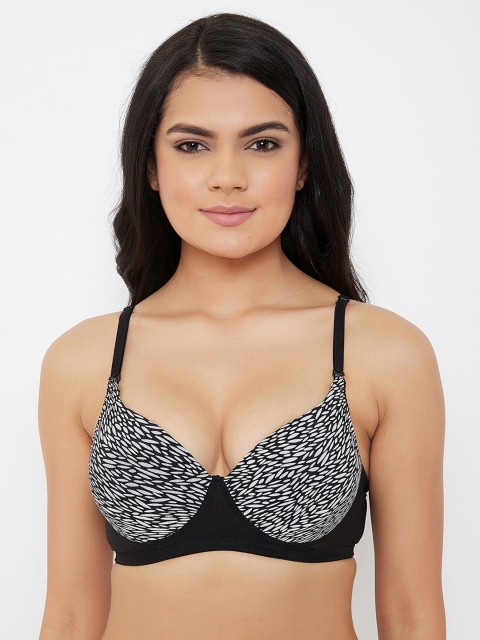 

Clovia Black & White Printed Non-Wired Lightly Padded Push-Up Bra BR2023A13