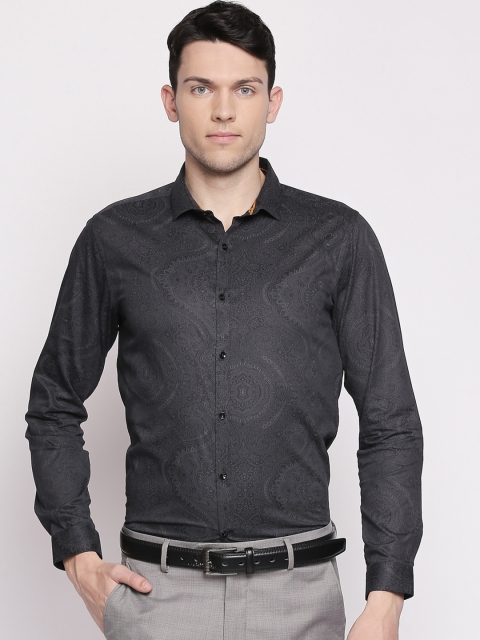 

RICHARD PARKER by Pantaloons Men Black Slim Fit Printed Party Shirt
