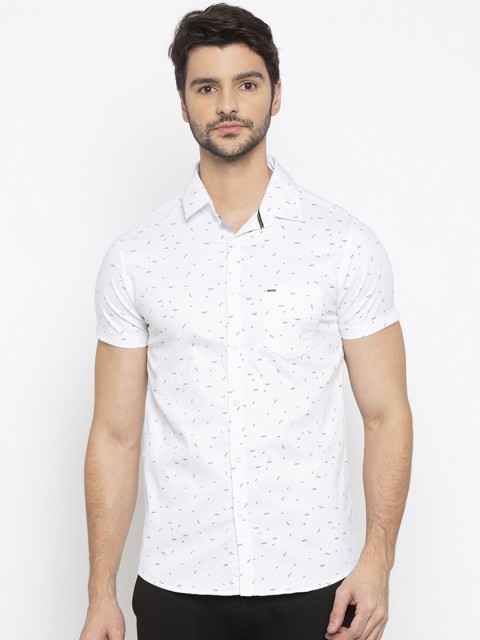 

SPYKAR Men White Nancy Slim Fit Printed Casual Shirt