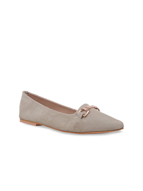 

TRENDS & TRADES Women Khaki Woven Design Mesh Ballerinas