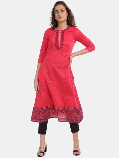 

Anahi Women Red Yoke Design Anarkali Kurta