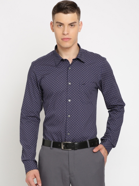 

Crocodile Men Navy Blue Classic Slim Fit Printed Formal Shirt