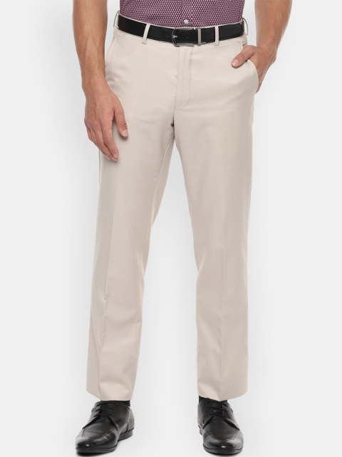 

Van Heusen Men Cream-Coloured Regular Fit Solid Formal Trousers