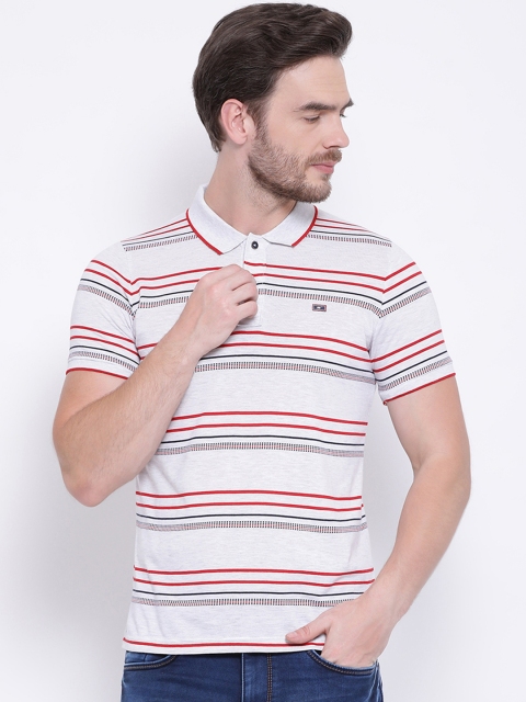 

Monte Carlo Men Grey & Red Striped Polo Collar T-shirt