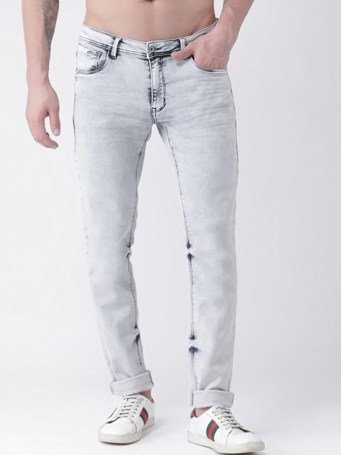 Rex Straut Jeans Men Grey Tapered Fit Mid-Rise Clean Look Stretchable Jeans