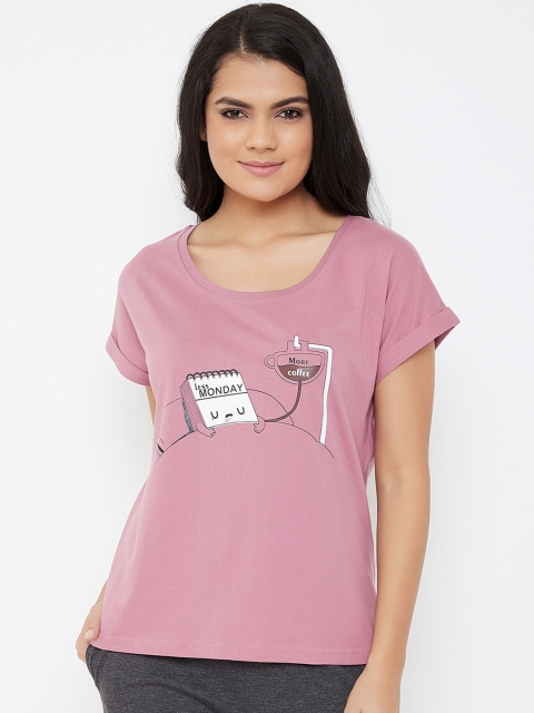 

Clovia Women Purple Printed Lounge T-Shirt
