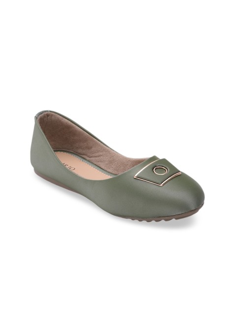 

SALARIO Women Olive Green Solid Ballerinas