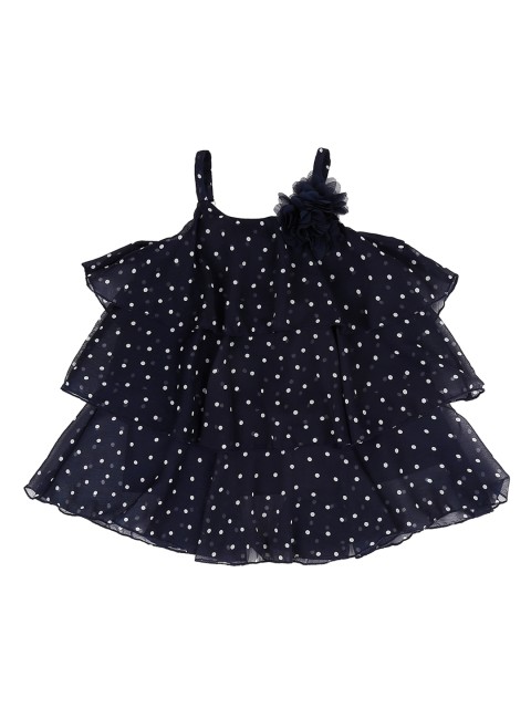 

Pantaloons Junior Girls Navy Blue Printed Tiered Top