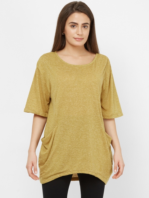 

Mystere Paris Women Mustard Yellow Solid Lounge T-Shirt