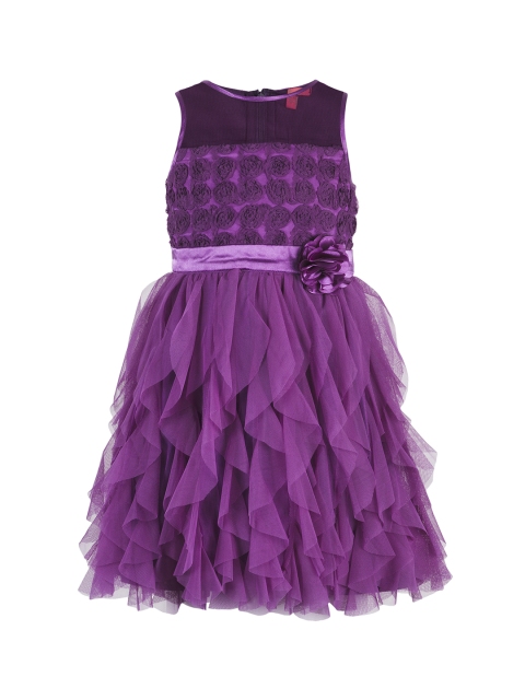 

Toy Balloon kids Girls Purple Self Design Fit and Flare Dress