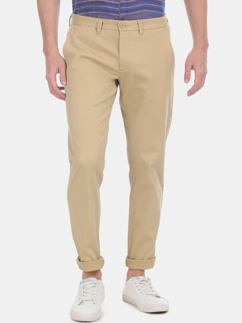 

Ruggers Men Beige Slim Fit Solid Regular Trousers