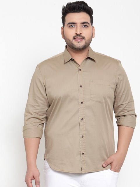 

plusS Men Beige Regular Fit Solid Casual Shirt