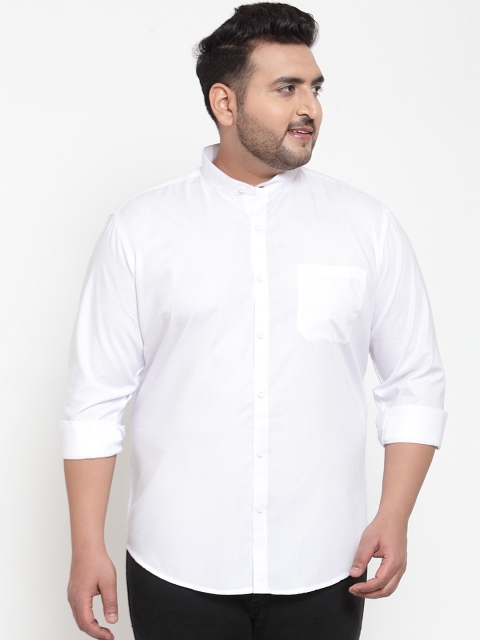 

plusS Men White Regular Fit Solid Casual Shirt