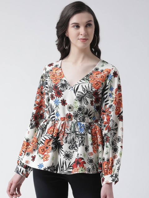 

Aayna Women White Printed Peplum Top