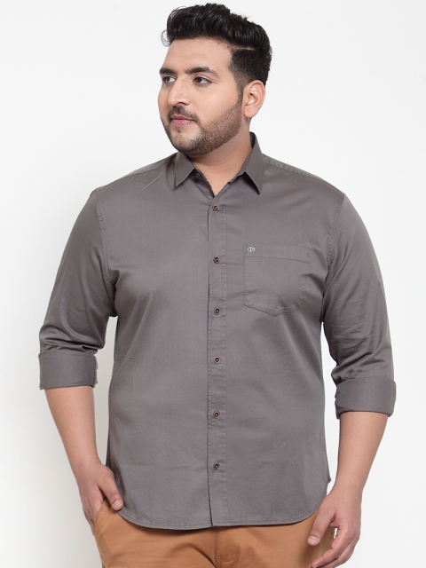 

plusS Men Grey Regular Fit Solid Casual Shirt