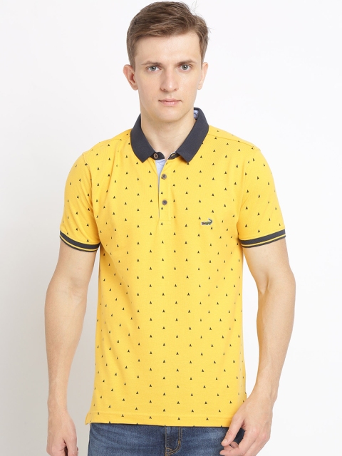

Crocodile Men Yellow & Black Printed Slim Fit Polo Collar T-shirt