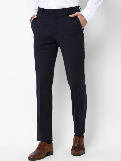 

SIMON CARTER LONDON Men Navy Blue Slim Fit Solid Formal Trousers