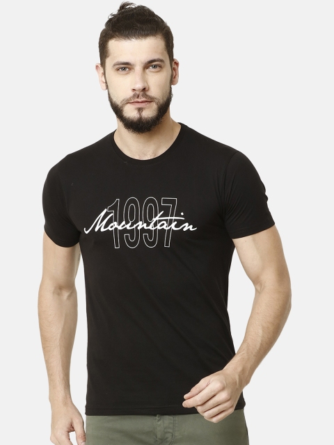 

ELEGANCE Men Black Printed Round Neck T-shirt