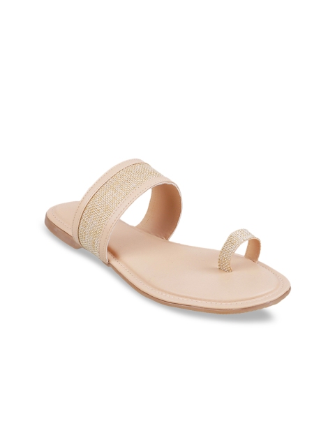 

WALKWAY Women Beige Woven Design One Toe Flats