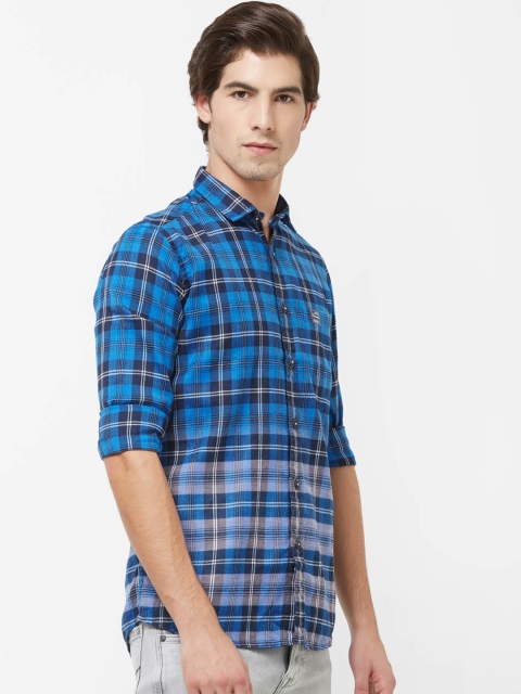 

Integriti Men Blue & White Slim Fit Checked Casual Shirt
