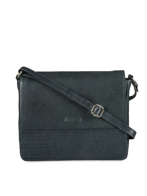 

MAI SOLI Women Teal Green Textured Leather Sling Bag