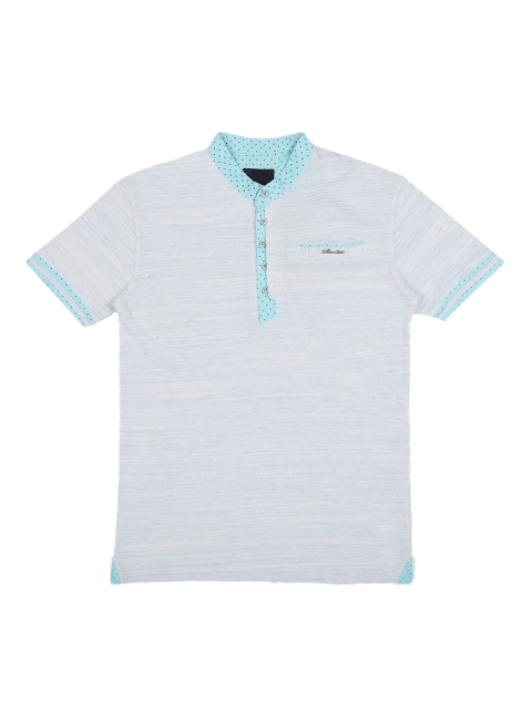 

Lil Tomatoes Boys Blue Self Design Mandarin Collar T-shirt