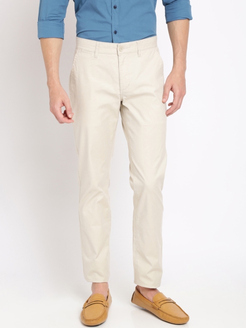 

Crocodile Men Beige Smart Slim Fit Solid Regular Trousers