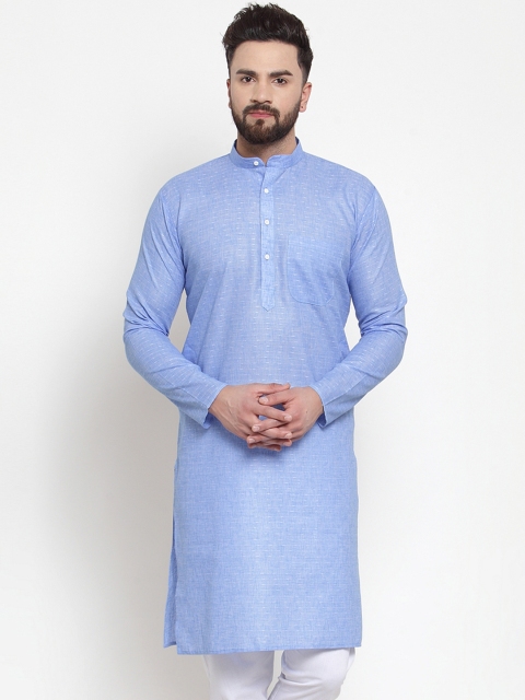 

Jompers Men Blue Striped Straight Kurta