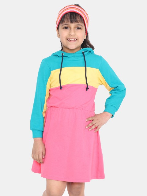 

naughty ninos Girls Pink & Yellow Colourblocked T-shirt Dress
