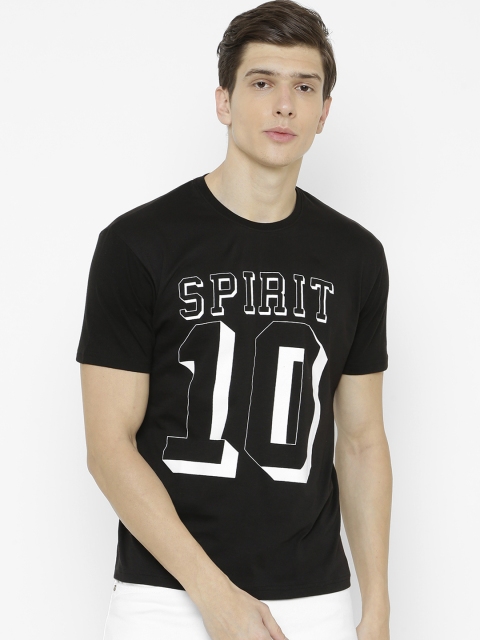 

ELEGANCE Men Black Printed Round Neck T-shirt
