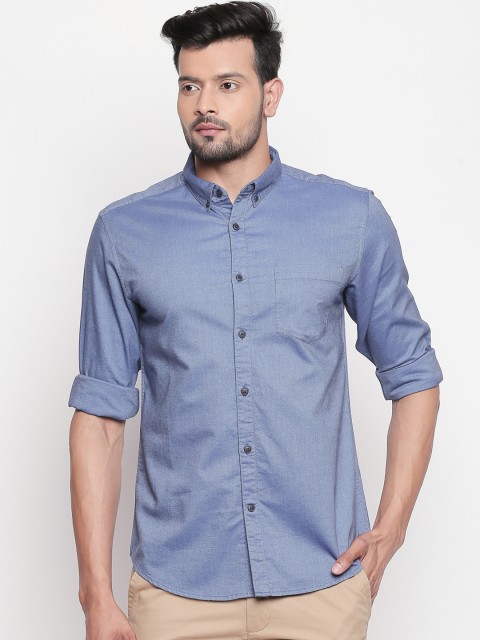 

BYFORD by Pantaloons Men Blue Slim Fit Solid Casual Shirt