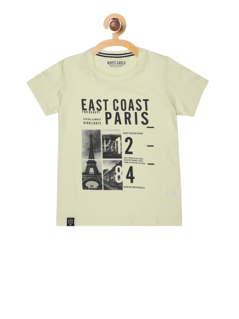 

Monte Carlo Boys Yellow Printed Round Neck T-shirt