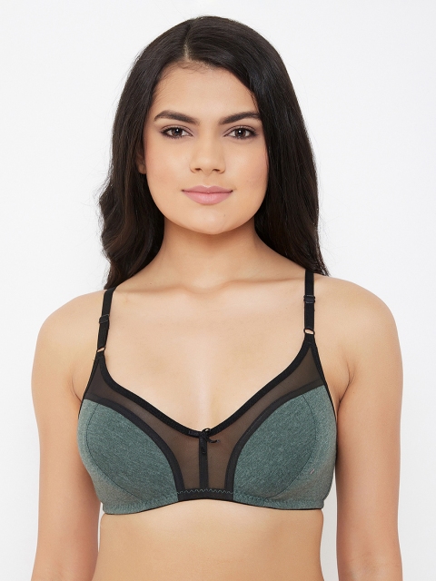 

Clovia Green & Black Colourblocked Non-Wired Non Padded Everyday Bra BR1652M1732B