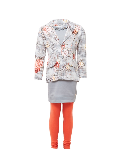 

Tiny Baby Girls Grey Printed Fit and Flare Dress