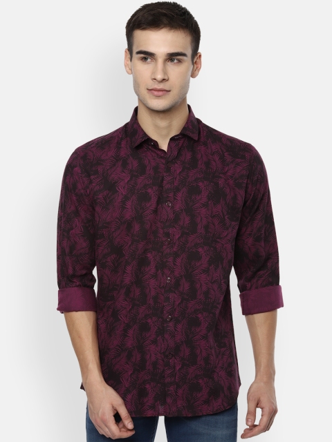 

V Dot Men Purple & Black Slim Fit Printed Casual Shirt
