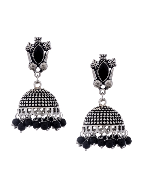 

Silvermerc Designs Black Silver-Plated Handcrafted Dome Shaped Jhumkas