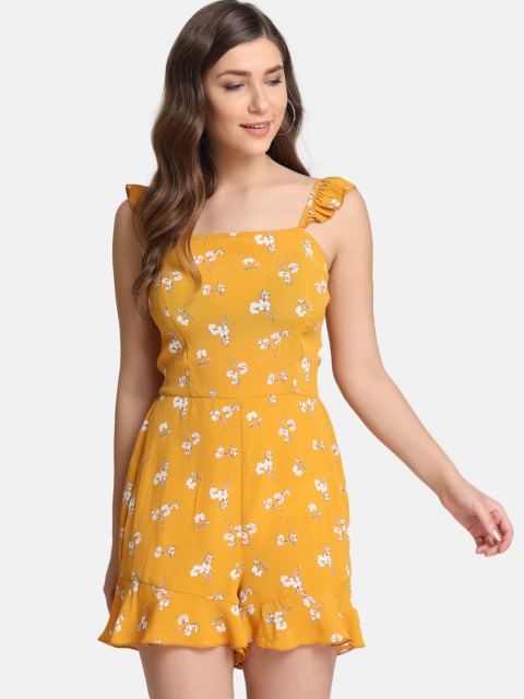 

Kazo Women Yellow & White Printed Playsuit