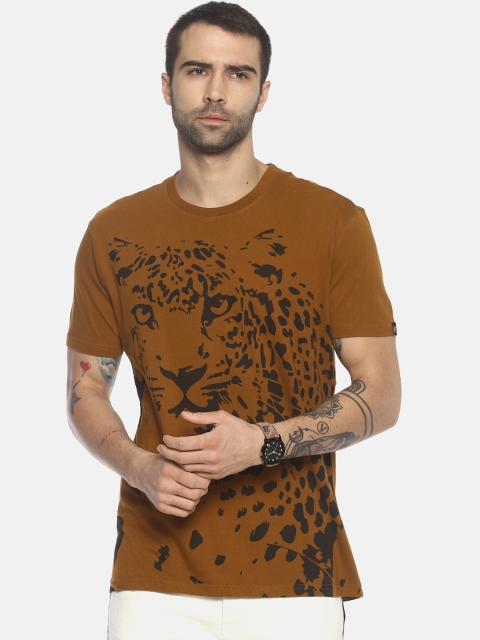 

Wolfpack Men Brown Printed Round Neck T-shirt