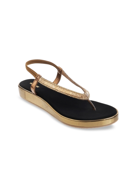 

WALKWAY Women Bronze-Toned Embellished Sandals